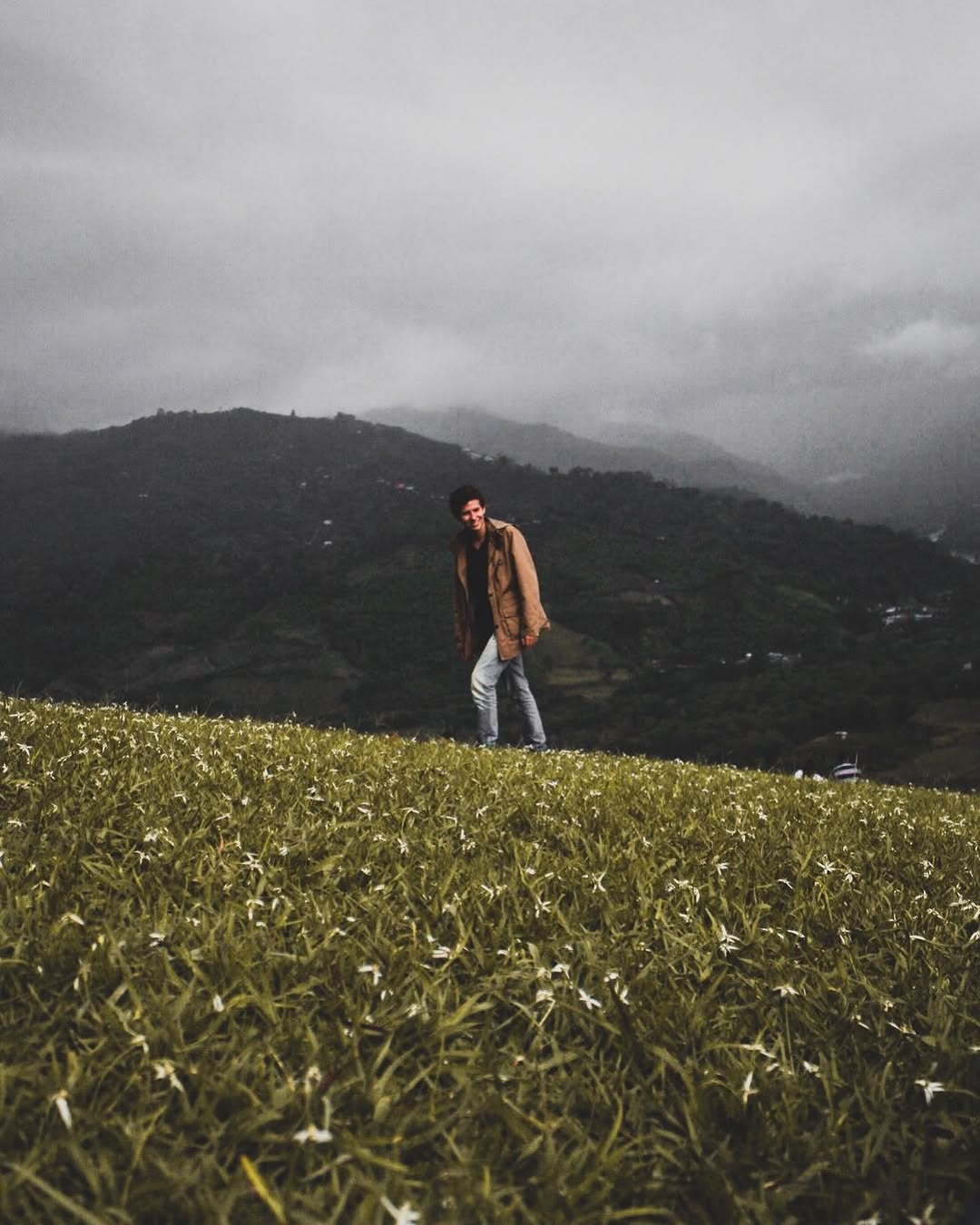 Portrait against misty Costa Rican mountains