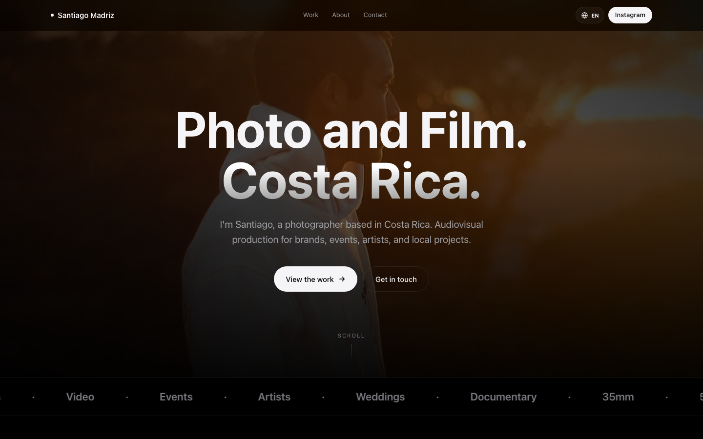 Santiago Madriz photography and film homepage