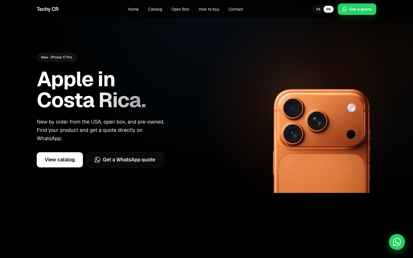 Techy CR storefront homepage in English